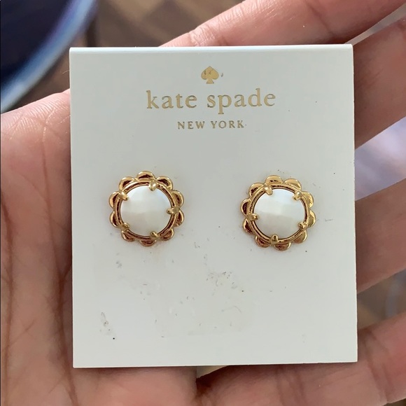 kate spade Jewelry - Kate Space gold and white earrings